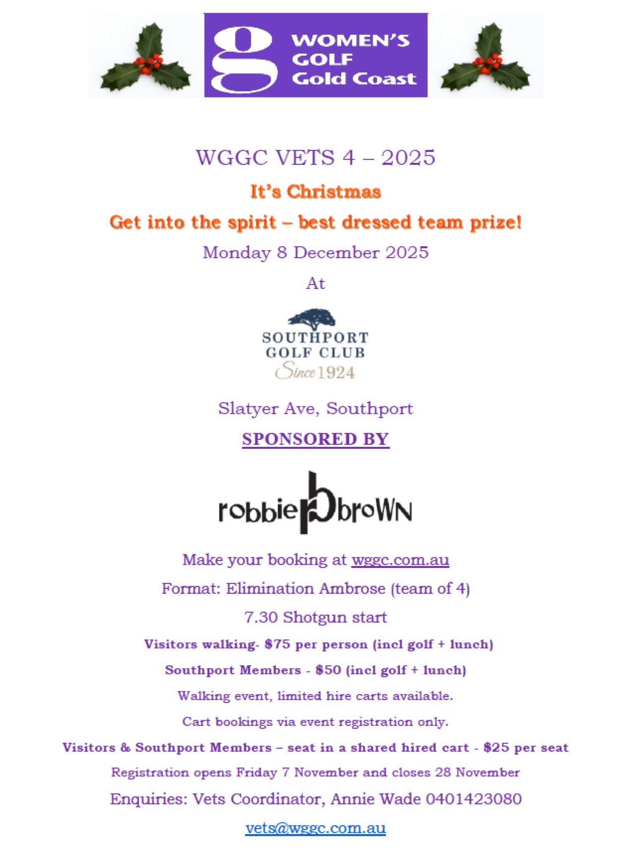 VETS  Poster 8 Dec   Southport GC